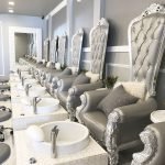 Gray pedicure chairs