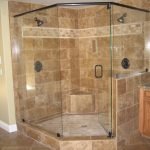 Brown marble tile in shower design