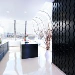 The combination of white floor and black walls