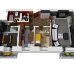 Wariant projektu 3D trzypokojowego mieszkania o powierzchni 80 m2 m