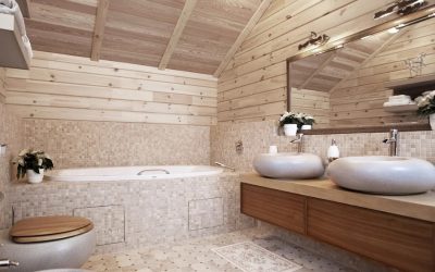 Fürdőszoba kialakítás egy fából készült házban