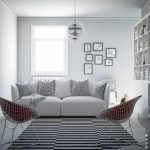 Sofa putih dan dua kerusi berlengan