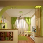 Room in green and beige colors.