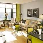 Living room in green-brown tones