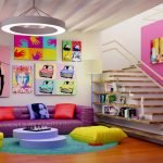 Obývací pokoj ve stylu pop-art.