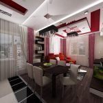 Red in the design of the apartment