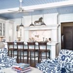 Blue and white furniture in the kitchen