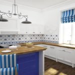Striped role curtains in the kitchen