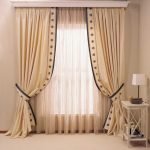 Curtains with garter on the window.