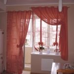 Red curtains in the interior