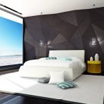 Geometryczny wzór na ścianie w sypialni