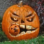Pumpkin with an evil face