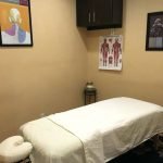 Beige walls in the massage room