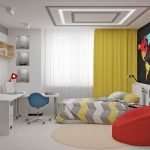 Perdele galbene într-o cameră pentru un adolescent