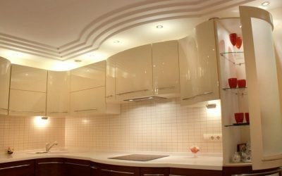 Drywall ceiling design in the kitchen