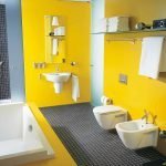 Yellow and black bathroom