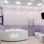 Lighting in the white and lilac bath