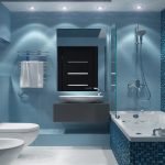 Szürke kék fürdőszoba