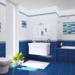 Mėlynos plytelės ant vonios grindų