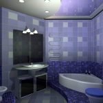 Kombinasjonen av lilla og blå i designet på badet