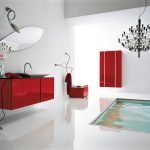 Perabot bilik mandi berwarna merah