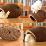 Casa de papel ondulado para gato