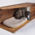 Homemade cat house made of wood