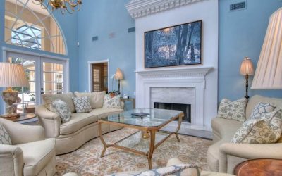 Stue i blå toner: en kombinasjon av nyanser i interiøret