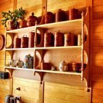 Shelves in the kitchen in eco style.