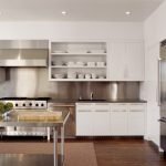 White kitchen cabinets with open shelves