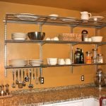 Dishes on a metal shelf