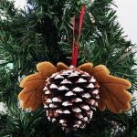Ball of pine cones with oak leaves