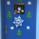 Paper snowflakes on the door