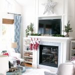 Small Christmas trees on the fireplace