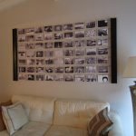 Collage of photos over the sofa