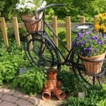 Vélo avec pots de fleurs