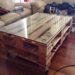 Table made of pallets with glass