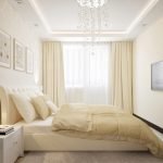 Beyaz tavan ile bej yatak odası