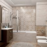 Salle de bain avec mosaïque beige