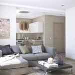 Diseño de interiores en tonos beige y gris photo