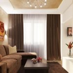 Interiér obývacej izby v béžovej a hnedej farbe fotografie