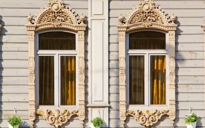 Cadres de fenêtres: sculpté, en bois, classique