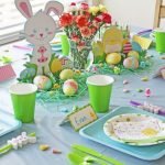 decoração de mesa infantil em tons de verde