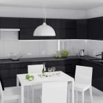 Siyah mutfak beyaz mobilya