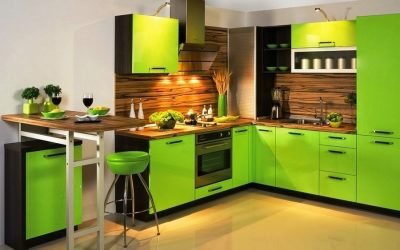 Дизайн на зелена кухня: Истински интериор