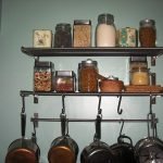 Metal shelves in the kitchen