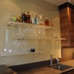 Glass shelves in the kitchen
