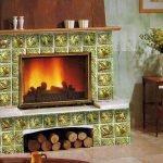 Green fireplace mantel