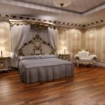 Įtempiamos lubos baroko stiliaus miegamajame