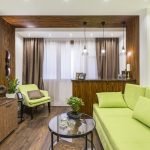 Interiör med gröna möbler